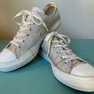 Silver Sparkle All Star Converse size 10